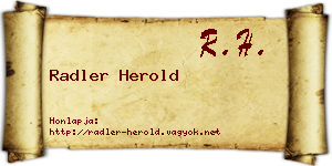 Radler Herold névjegykártya
